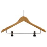 Light Wood Skirt Hanger 2 Clips - Silver Security Pin